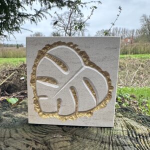 Paperweight gold monstera